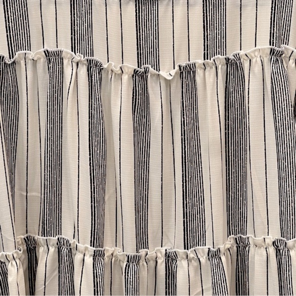 ODDY Beige with Black Stripes Peasant Style Top - Picture 3 of 7